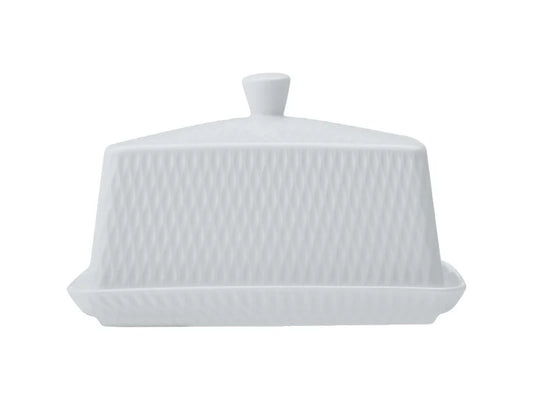 Maxwell and Williams Diamonds White Basics Butter Dish Gift Boxed
