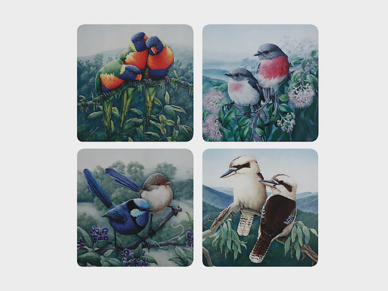 Maxwell and Williams Birds of Aust Cork Back Coaster set of 4